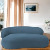 Divã Recamier Sofá Curvo Canadá Lado Direito 150cm Luxo Sala Recepção Linho Azul Royal - Amarena Móveis