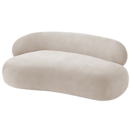 Divã Recamier Sofá Curvo Canadá Lado Direito 150cm Luxo Sala Recepção Linho Bege - Amarena Móveis