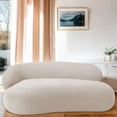Divã Recamier Sofá Curvo Canadá Lado Direito 150cm Luxo Sala Recepção Linho Bege - Amarena Móveis