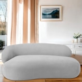Divã Recamier Sofá Curvo Canadá Lado Direito 150cm Luxo Sala Recepção Linho Cinza Claro - Amarena Móveis