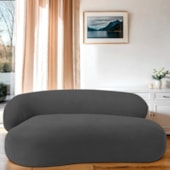 Divã Recamier Sofá Curvo Canadá Lado Direito 150cm Luxo Sala Recepção Linho Cinza Escuro - Amarena Móveis