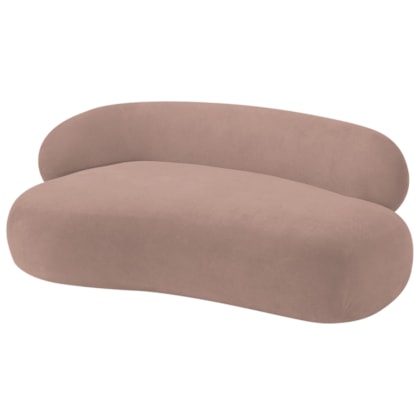 Divã Recamier Sofá Curvo Canadá Lado Direito 150cm Luxo Sala Recepção Linho Rosê - Amarena Móveis