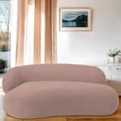 Divã Recamier Sofá Curvo Canadá Lado Direito 150cm Luxo Sala Recepção Linho Rosê - Amarena Móveis