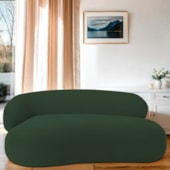 Divã Recamier Sofá Curvo Canadá Lado Direito 150cm Luxo Sala Recepção Linho Verde - Amarena Móveis