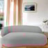 Divã Recamier Sofá Curvo Canadá Lado Direito 180cm Luxo Sala Recepção Bouclé Cinza - Amarena Móveis