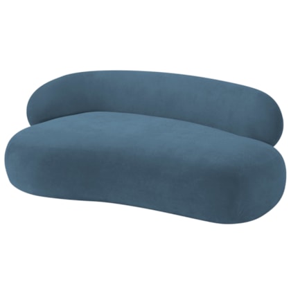 Divã Recamier Sofá Curvo Canadá Lado Direito 180cm Luxo Sala Recepção Linho Azul Royal - Amarena Móveis