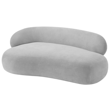Divã Recamier Sofá Curvo Canadá Lado Direito 180cm Luxo Sala Recepção Linho Cinza Claro - Amarena Móveis