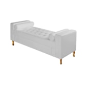 Divã Recamier Sofá Félix 140cm -Suede Branco- AM Decor
