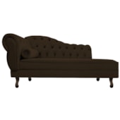Divã Recamier Sofá Juliana 140cm Lado Direito Corano Marrom Capitonê Sala de Estar Recepção Quarto Luis XV - AM Decor
