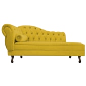 Divã Recamier Sofá Juliana 140cm Lado Direito Suede Amarelo Capitonê Luis XV Sala de Estar Recepção Quarto Capitonê - AM Decor