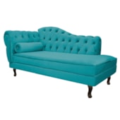 Divã Recamier Sofá Juliana 140cm Lado Direito Suede Azul Turquesa - AM Decor