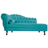 Divã Recamier Sofá Juliana 140cm Lado Direito Suede Azul Turquesa - AM Decor