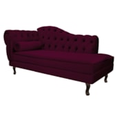 Divã Recamier Sofá Juliana 140cm Lado Direito Suede Bordô - AM Decor