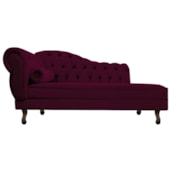 Divã Recamier Sofá Juliana 140cm Lado Direito Suede Bordô - AM Decor