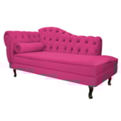Divã Recamier Sofá Juliana 140cm Lado Direito Suede Pink Sala de Estar Recepção Quarto Escritório Luxo Capitonê Luis XV - AM Decor