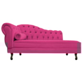 Divã Recamier Sofá Juliana 140cm Lado Direito Suede Pink Sala de Estar Recepção Quarto Escritório Luxo Capitonê Luis XV - AM Decor