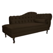 Divã Recamier Sofá Juliana 140cm Lado Esquerdo Corano Marrom Escritório Sala de Estar Recepção Quarto Luis XV - AM Decor