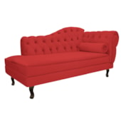 Divã Recamier Sofá Juliana 140cm Lado Esquerdo Corano Vermelho Recepção Escritório Sala de Estar Consultório Capitonê Luis XV - AM Decor