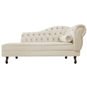 Divã Recamier Sofá Juliana 140cm Lado Esquerdo Suede Bege Sala de Estar Recepção Quarto Escritório Capitonê Luis XV - AM Decor