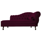 Divã Recamier Sofá Juliana 140cm Lado Esquerdo Suede Bordô - AM Decor