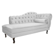 Divã Recamier Sofá Juliana 140cm Lado Esquerdo Suede Branco Escritório Recepção Quarto Sala de Estar Luis XV Capitonê - AM Decor