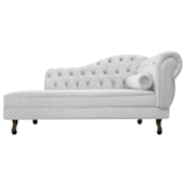 Divã Recamier Sofá Juliana 140cm Lado Esquerdo Suede Branco Escritório Recepção Quarto Sala de Estar Luis XV Capitonê - AM Decor