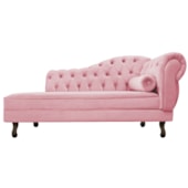 Divã Recamier Sofá Juliana 140cm Lado Esquerdo Suede Rosa Bebê Sala de Estar Recepção Quarto Escritório Capitonê Luis XV - AM Decor