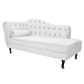 Divã Recamier Sofá Juliana 160cm Lado Direito Corano Branco para Recepção Sala de Estar Consultório Escritório Quarto - AM Decor