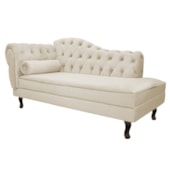 Divã Recamier Sofá Juliana 160cm Lado Direito Suede Bege para Sala de Estar Recepção Luxo Luis XV - AM Decor