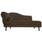 Divã Recamier Sofá Juliana 160cm Lado Direito Suede Marrom para Recepção Sala de Estar Consultório Escritório Quarto - AM Decor
