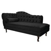 Divã Recamier Sofá Juliana 160cm Lado Direito Suede Preto para Recepção Sala de Estar Consultório Escritório Quarto - AM Decor