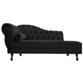Divã Recamier Sofá Juliana 160cm Lado Direito Suede Preto para Recepção Sala de Estar Consultório Escritório Quarto - AM Decor