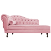 Divã Recamier Sofá Juliana 160cm Lado Direito Suede Rosa Bebê Sala de Estar Recepção Quarto Escritório Capitonê Luis XV - AM Decor