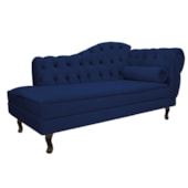 Divã Recamier Sofá Juliana 160cm Lado Esquerdo Suede Azul Marinho para Recepção Sala de Estar Consultório Escritório Quarto - AM Decor