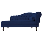 Divã Recamier Sofá Juliana 160cm Lado Esquerdo Suede Azul Marinho para Recepção Sala de Estar Consultório Escritório Quarto - AM Decor