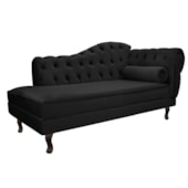 Divã Recamier Sofá Juliana 160cm Lado Esquerdo Suede Preto para Recepção Sala de Estar Consultório Escritório Quarto - AM Decor