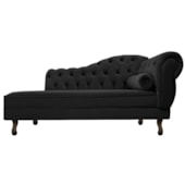 Divã Recamier Sofá Juliana 160cm Lado Esquerdo Suede Preto para Recepção Sala de Estar Consultório Escritório Quarto - AM Decor