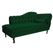 Divã Recamier Sofá Juliana 160cm Lado Esquerdo Suede Verde para Recepção Escritório Luis XV Sala de Estar Quarto - AM Decor