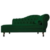 Divã Recamier Sofá Juliana 160cm Lado Esquerdo Suede Verde para Recepção Escritório Luis XV Sala de Estar Quarto - AM Decor