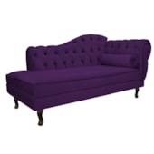 Divã Recamier Sofá Juliana 185cm Lado Esquerdo Suede Roxo Luis XV Capitonê Recepção Sala de Estar Quarto - AM Decor