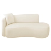 Divã Recamier Suíça Curvo Sala Recepção 150cm Lado Direito Bouclé Bege