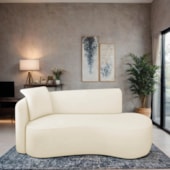 Divã Recamier Suíça Curvo Sala Recepção 150cm Lado Direito Bouclé Bege