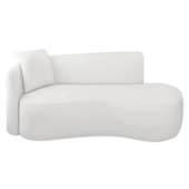 Divã Recamier Suíça Curvo Sala Recepção 150cm Lado Direito Bouclé Branco