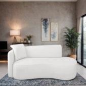Divã Recamier Suíça Curvo Sala Recepção 150cm Lado Direito Bouclé Branco