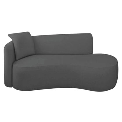 Divã Recamier Suíça Curvo Sala Recepção 150cm Lado Direito Linho Cinza Escuro