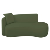 Divã Recamier Suíça Curvo Sala Recepção 150cm Lado Direito Linho Verde Oliva