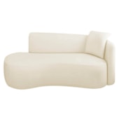 Divã Recamier Suíça Curvo Sala Recepção 150cm Lado Esquerdo Bouclé Bege