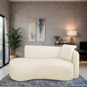 Divã Recamier Suíça Curvo Sala Recepção 150cm Lado Esquerdo Bouclé Bege