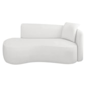 Divã Recamier Suíça Curvo Sala Recepção 150cm Lado Esquerdo Bouclé Branco