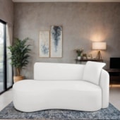 Divã Recamier Suíça Curvo Sala Recepção 150cm Lado Esquerdo Bouclé Branco